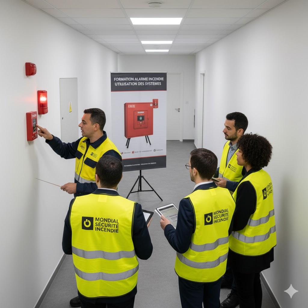Démonstration de manipulation d'extincteur sur bac à feu lors d'une formation MSI — Yvelines (78)