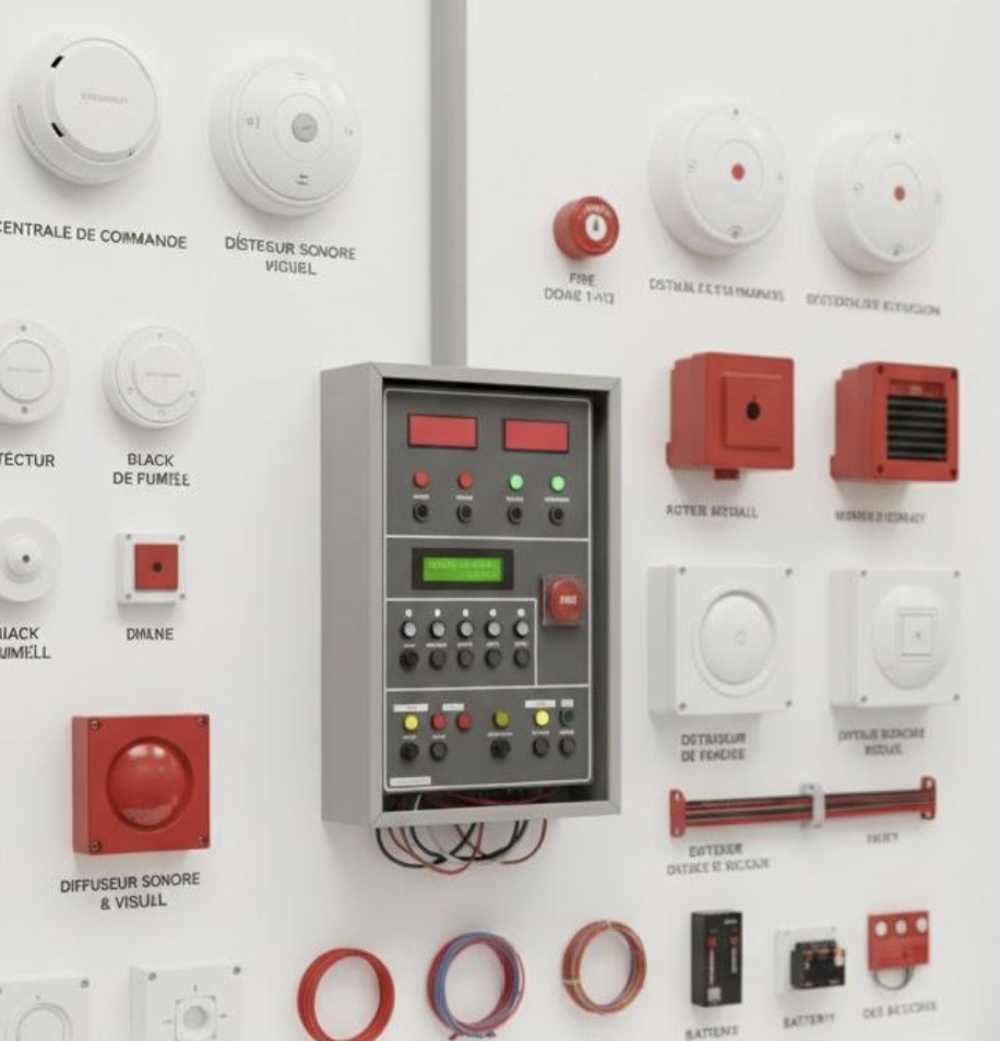 Technicien MSI démontrant un déclencheur d'alarme avec vue sur Paris à Paris 11e par MSI