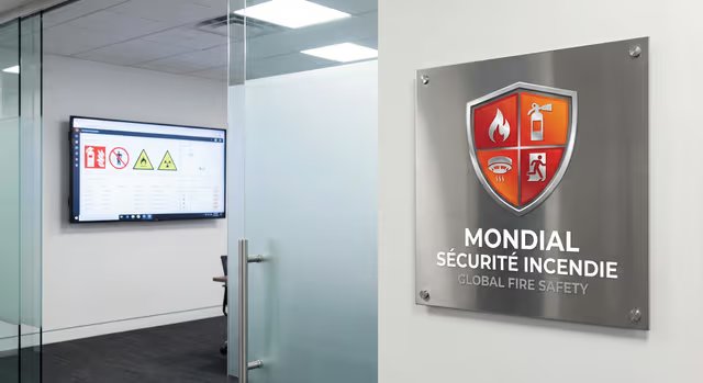 Plaque de l'agence Mondial Sécurité Incendie à Paris dans 16e arrondissement de Paris